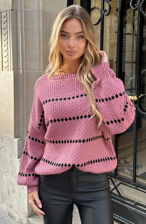 Stipjes Trui Emie Dust Roze – truien — foto 3