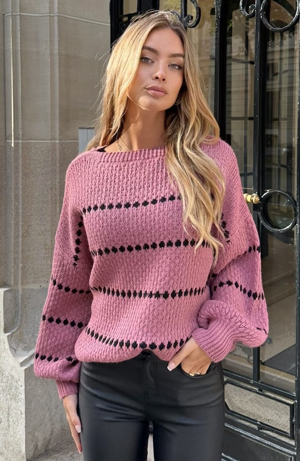Stipjes Trui Emie Dust Roze – truien — foto 5