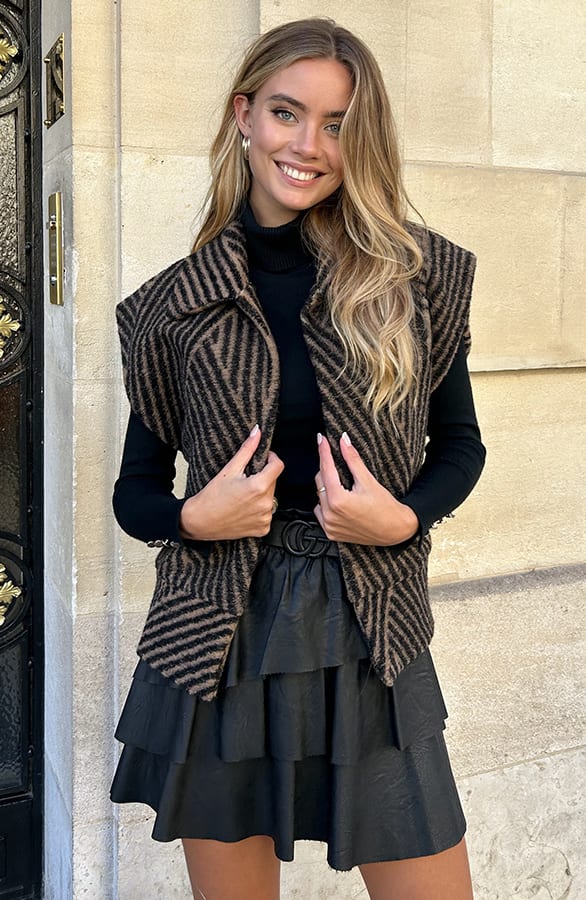 Stripe Gilet Samara Camel