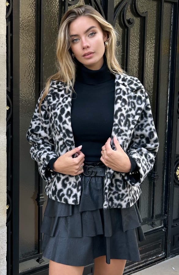 Woven Leopard Jacket Bo Beige – shoparchief