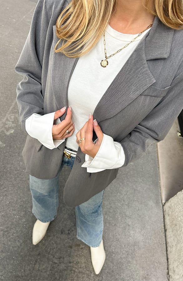 Blazer Met Omslag Lotte Grijs – shoparchief — foto 4