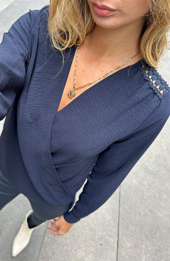Blouse Met Lace Details Lilly Marine – shirts & tops — foto 3