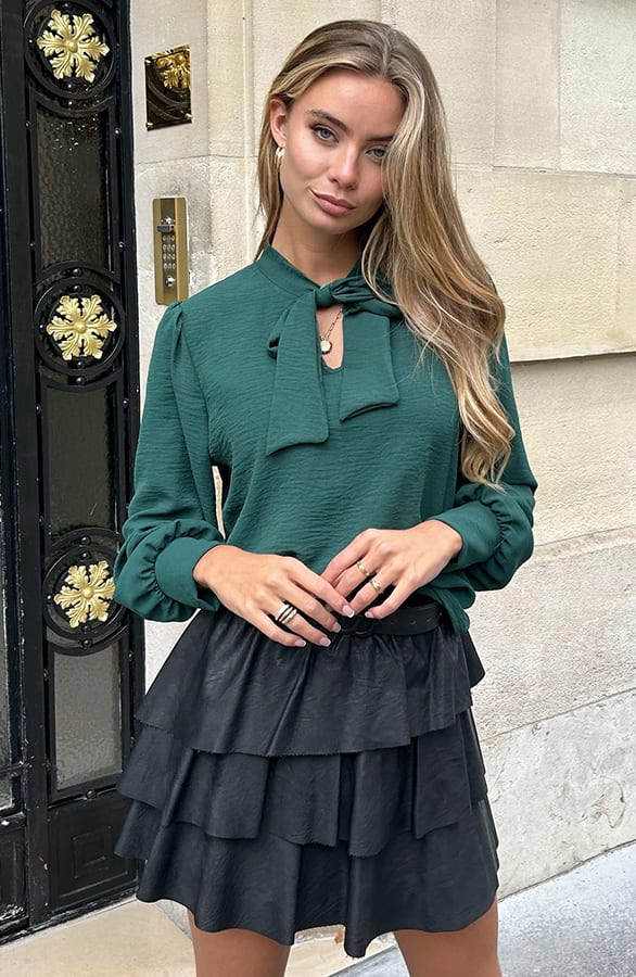 Bow Blouse Lilly Emerald – kleding — foto 8