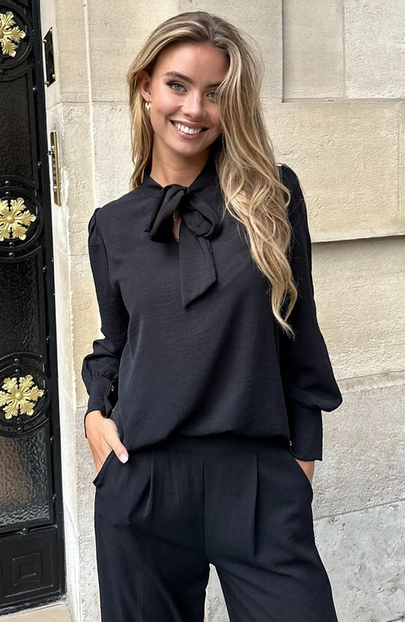 Bow Blouse Lilly Zwart