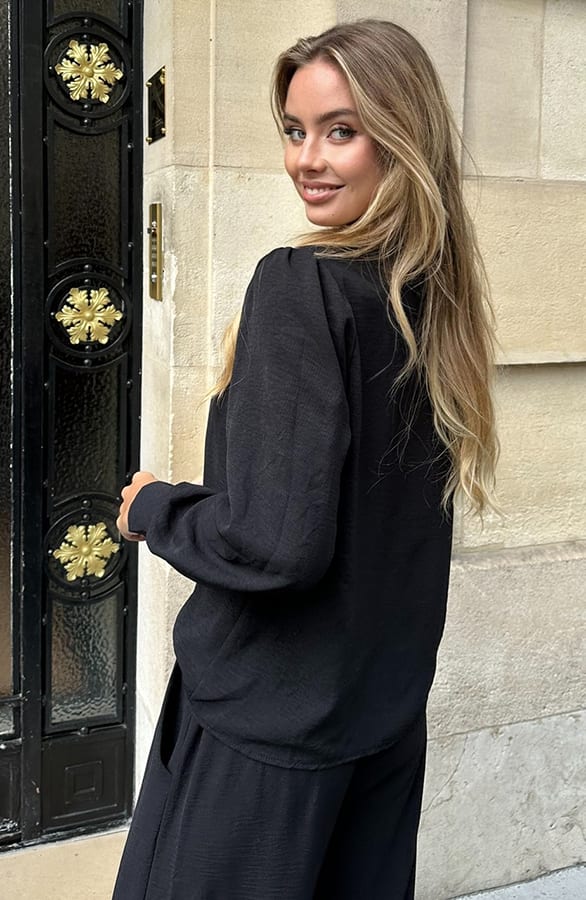 Bow Blouse Lilly Zwart – kleding — foto 2