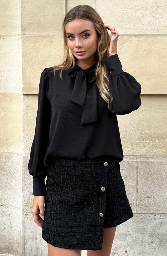 Bow Blouse Lilly Zwart – kleding — foto 5