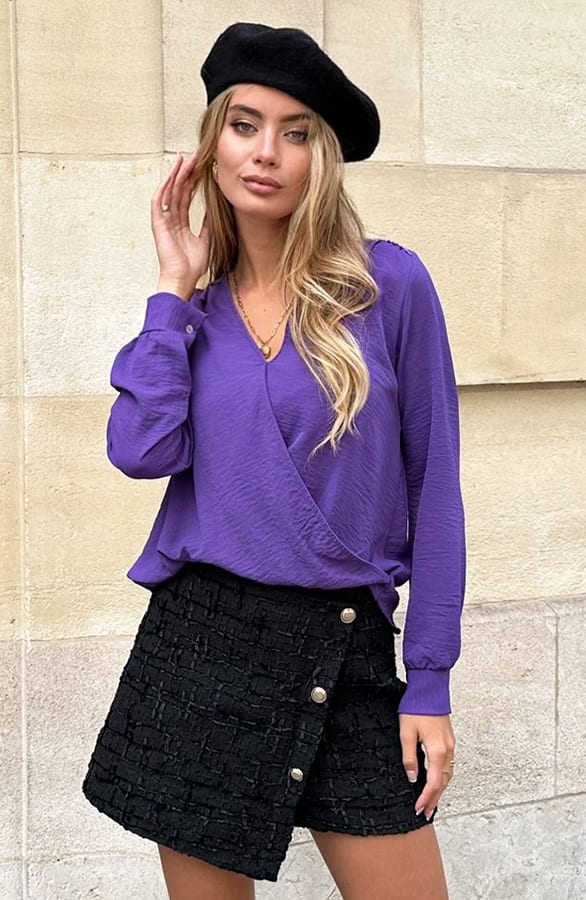 Button Bouclé Short Allie Zwart – skorts — foto 5