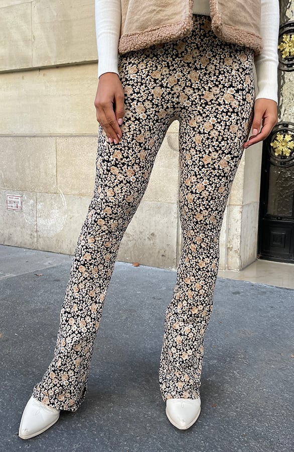 Janine Flared Broek Flower Dark Beige – shoparchief — foto 4