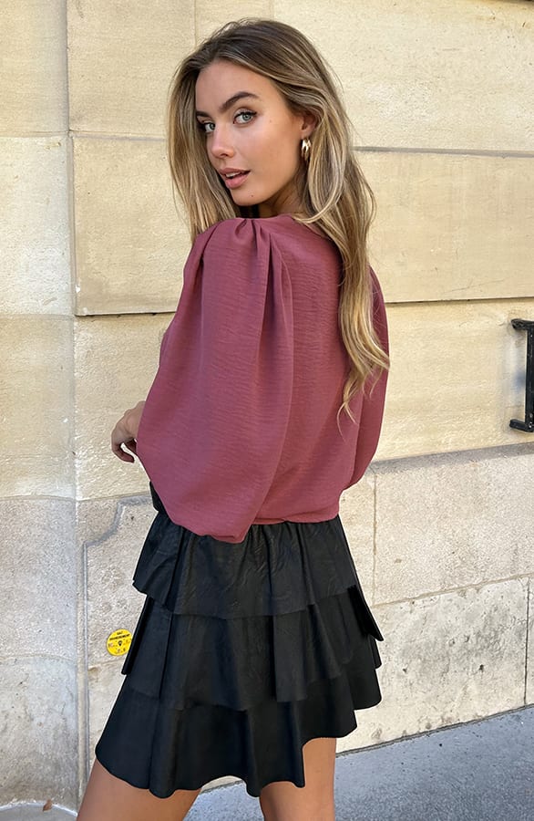 Jolie Leren Ruffle Rok – kleding — foto 9