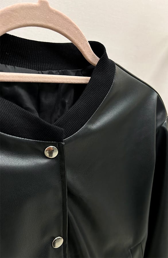Leather Bomber Jacket Amber Zwart – shoparchief — foto 3