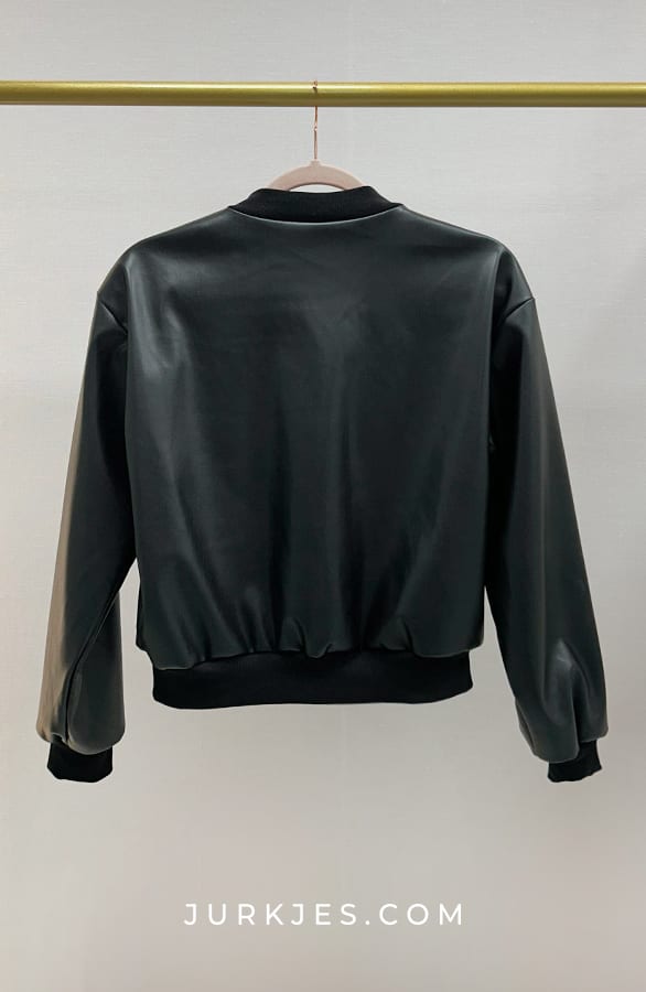 Leather Bomber Jacket Amber Zwart – shoparchief — foto 2