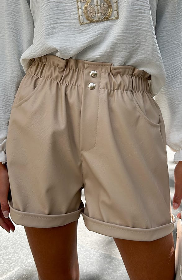 Leren Short Amelia Beige – shoparchief