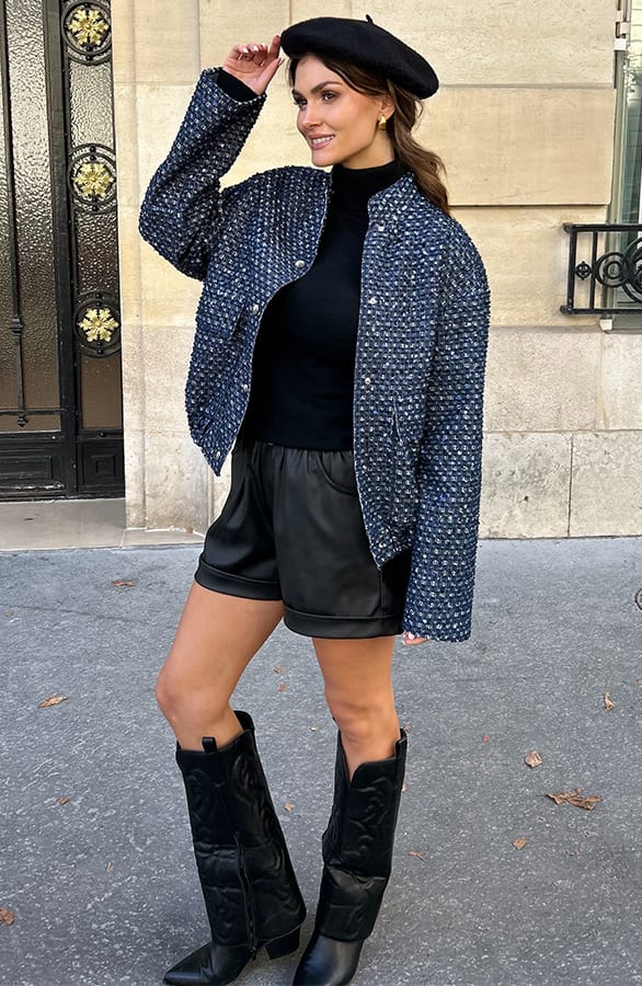 Oversized Pailletten Jacket Flo Dark Blue – shoparchief — foto 7