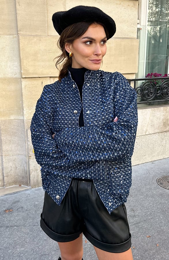 Oversized Pailletten Jacket Flo Dark Blue – shoparchief — foto 5