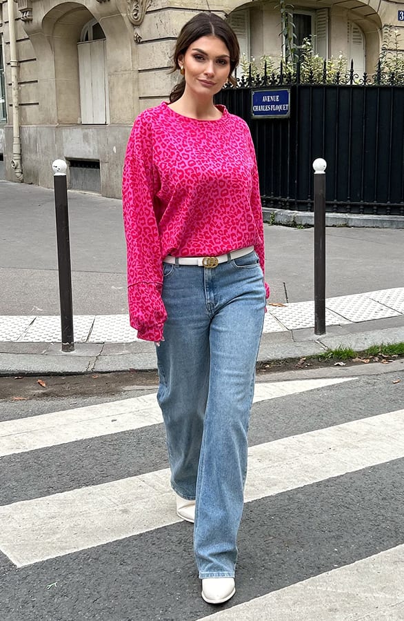 Oversized Sweater Leopardprint June Fuchsia Rood – shoparchief — foto 6