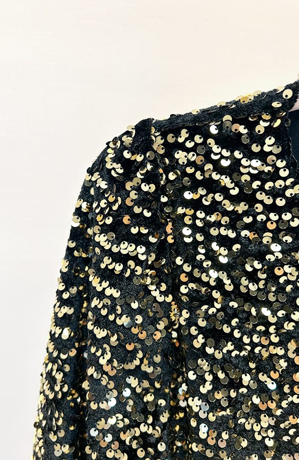 Pailletten Stretch Top Erica Zwart Goud – shoparchief — foto 3