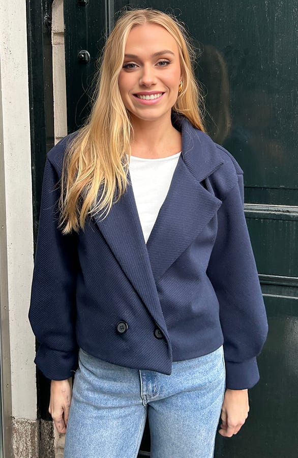 Cropped Pofmouw Coat Devia Dark Blue – shoparchief — foto 8