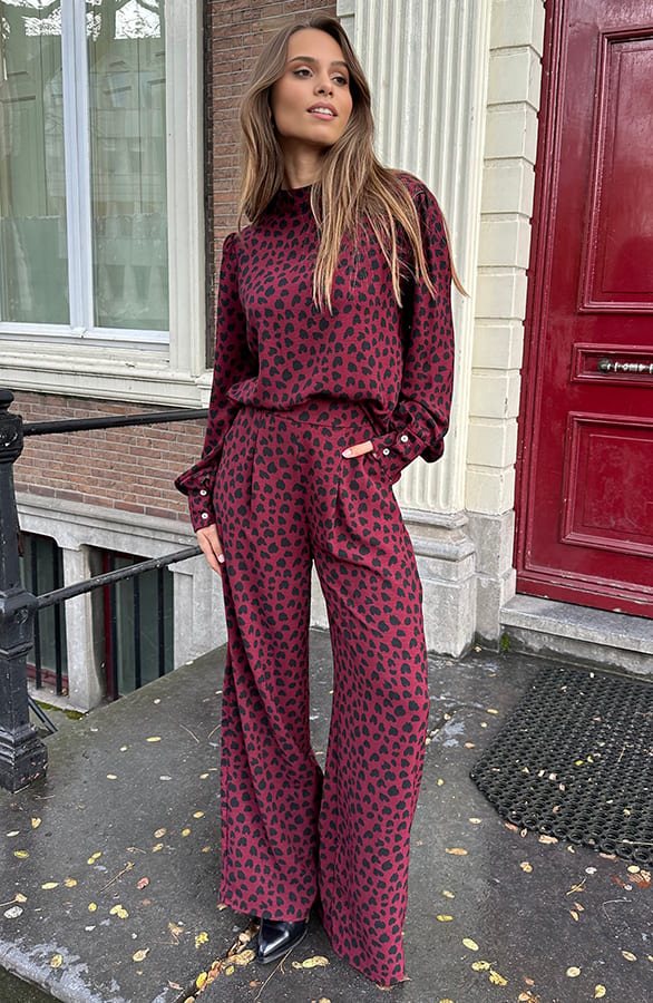 Blouse Long Sleeve Lilly Cheetah Burgundy – shoparchief — foto 6