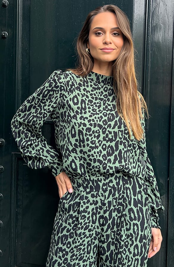Blouse Long Sleeve Lilly Leopard Army – shoparchief — foto 3