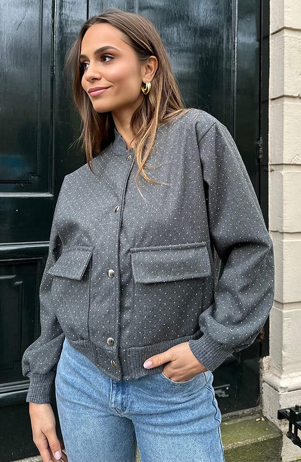 Bomberjacket Danita Strass Grijs – shoparchief — foto 6
