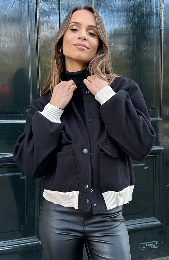 Bomberjacket Danita Zwart Beige – shoparchief — foto 11