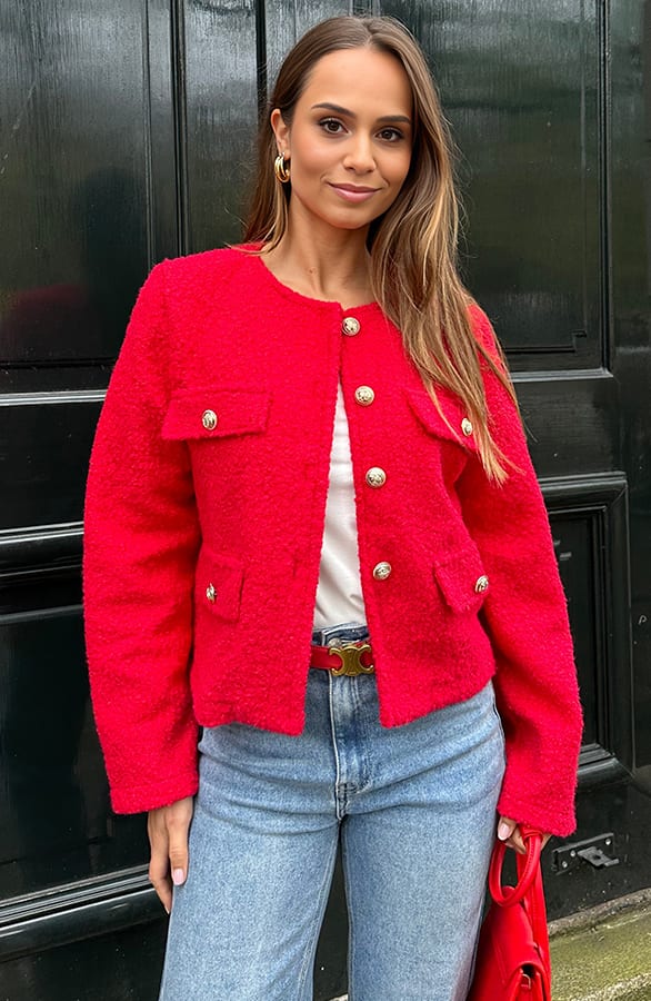 Boucle Jacket Roza Rood – shoparchief — foto 3