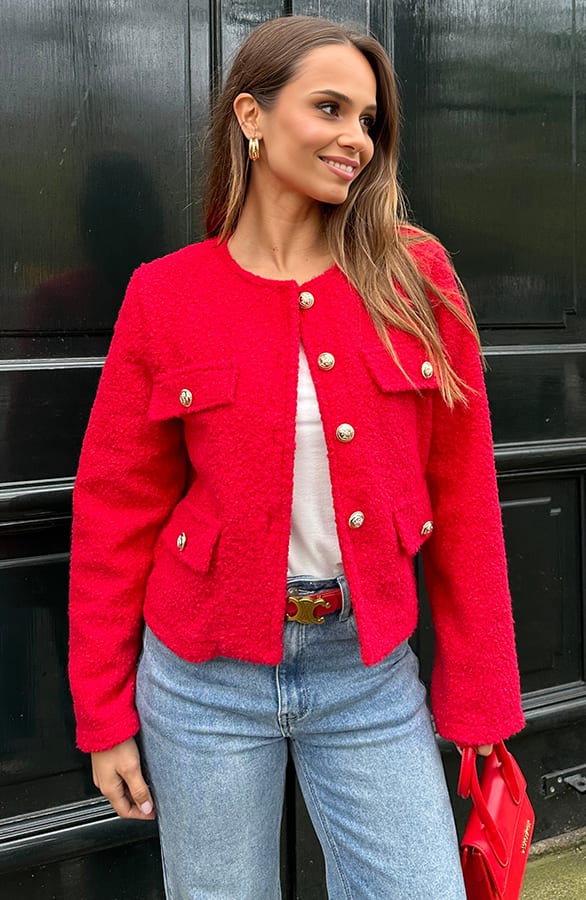 Boucle Jacket Roza Rood – shoparchief — foto 4