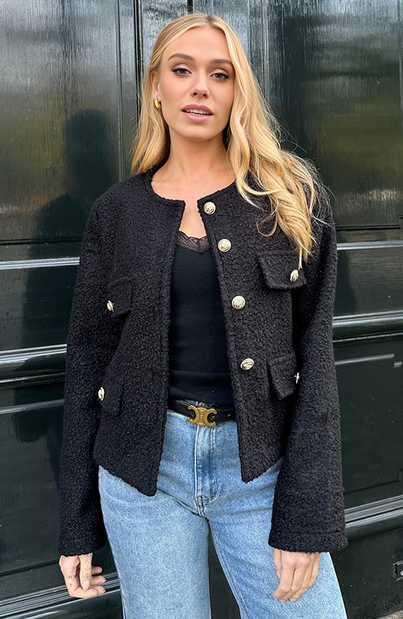 Boucle Jacket Roza Zwart – shoparchief — foto 8