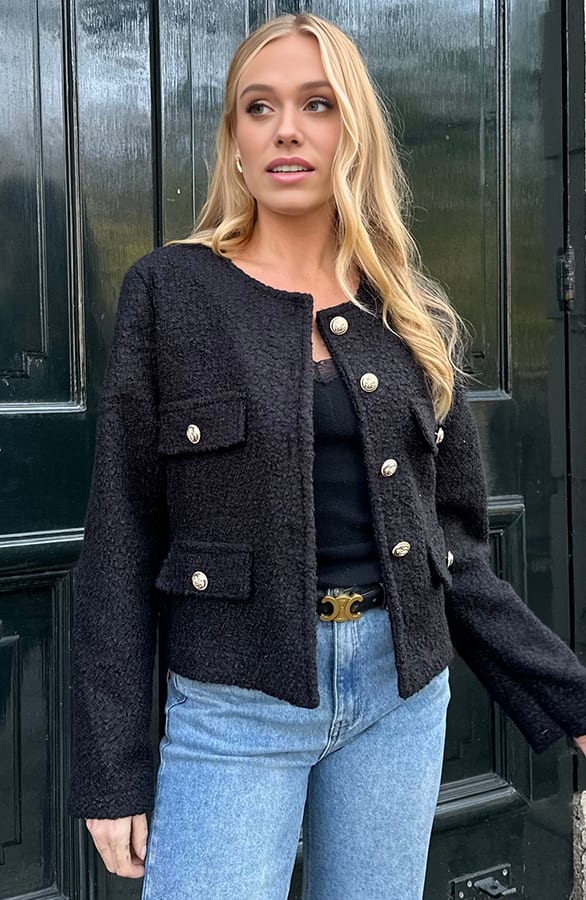 Boucle Jacket Roza Zwart – shoparchief — foto 5