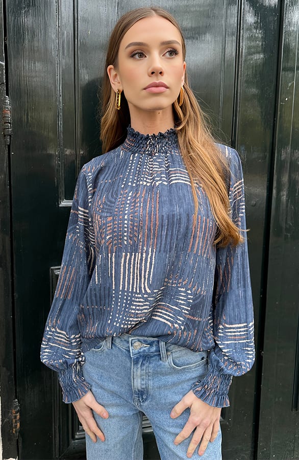 Col Blouse Philley Print Jeans Blue – shoparchief — foto 7