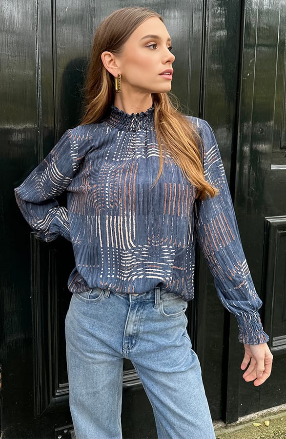 Col Blouse Philley Print Jeans Blue – shoparchief — foto 6