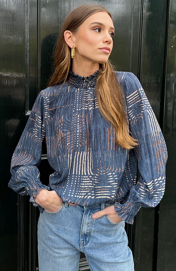 Col Blouse Philley Print Jeans Blue – shoparchief