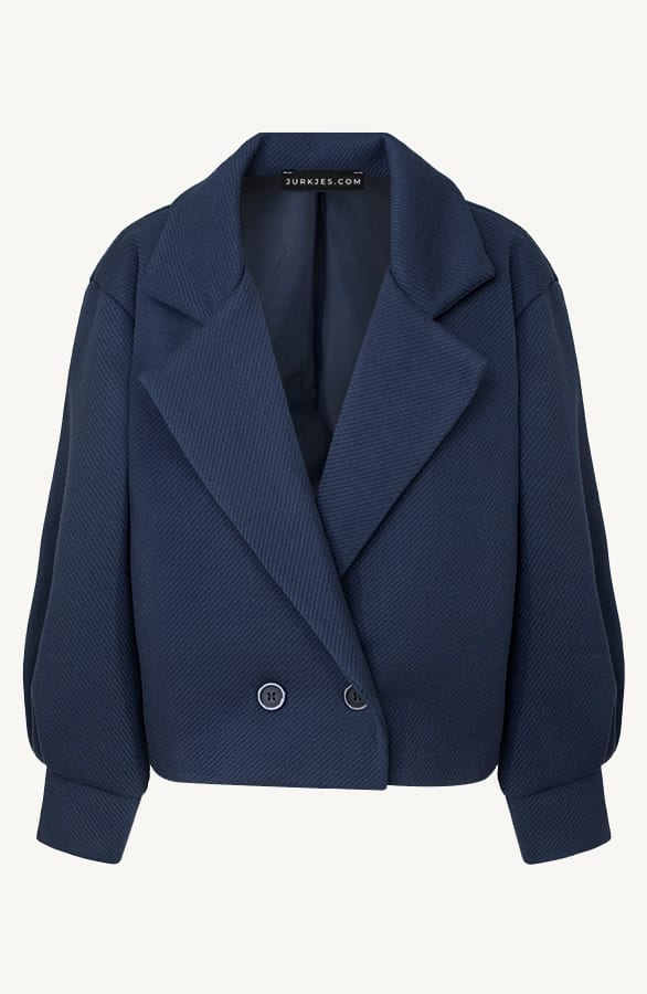 Cropped Pofmouw Coat Devia Dark Blue – shoparchief
