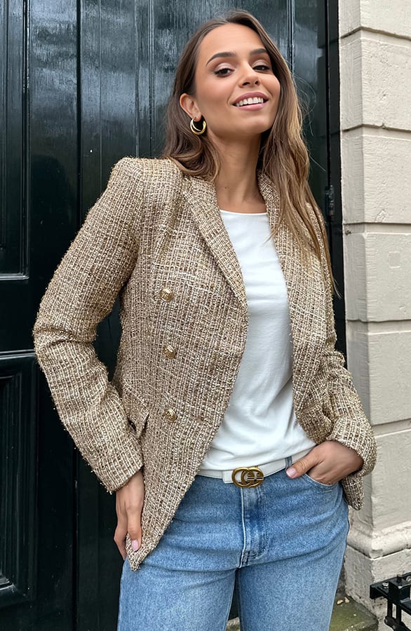 Elegant Boucle Blazer Taylor Goud – shoparchief — foto 5