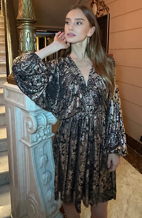 Jurk Met Pofmouw Rosalinde Limited Zilver – shoparchief — foto 3