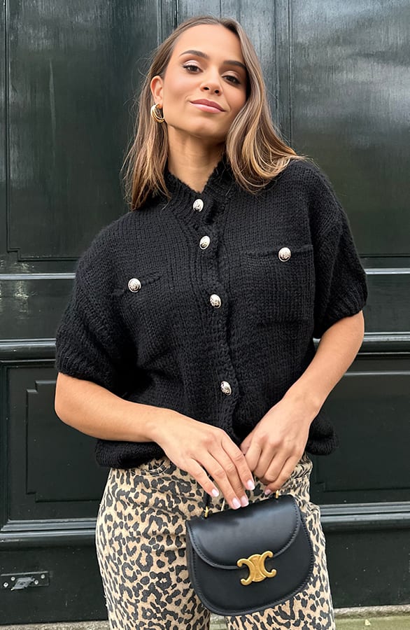 Knopen Cardigan Deau Zwart – shoparchief — foto 4