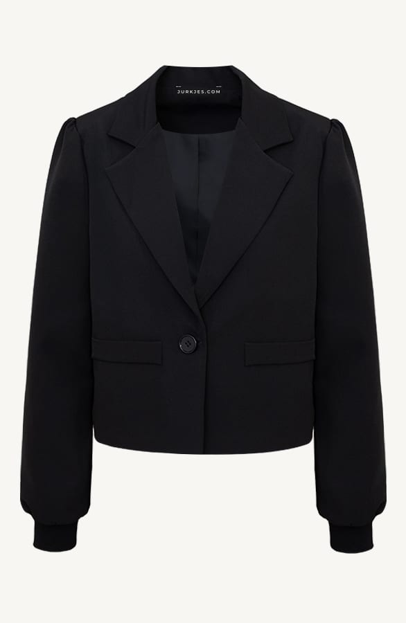 Korte Blazer Met Pofmouwen Vivian Zwart – shoparchief