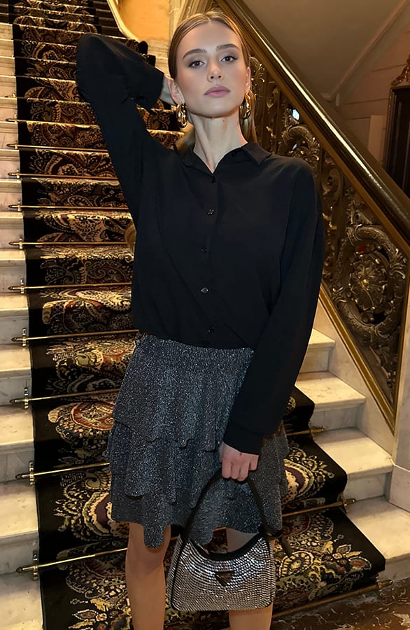 Lurex Ruffle Rok Elena Zilver – shoparchief — foto 4