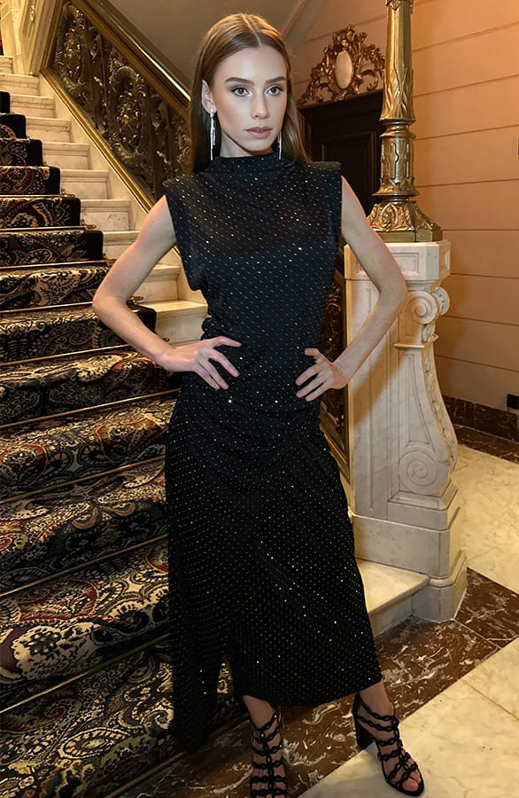 Mesh Overslag Strass Maureen Rok Zwart – shoparchief — foto 6