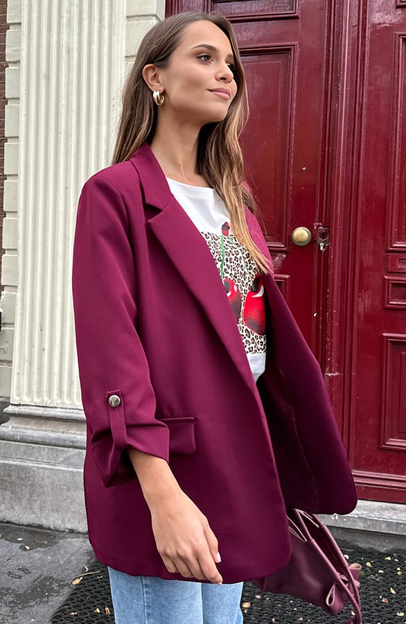 Oversized Blazer Fianna Burgundy – shoparchief — foto 4