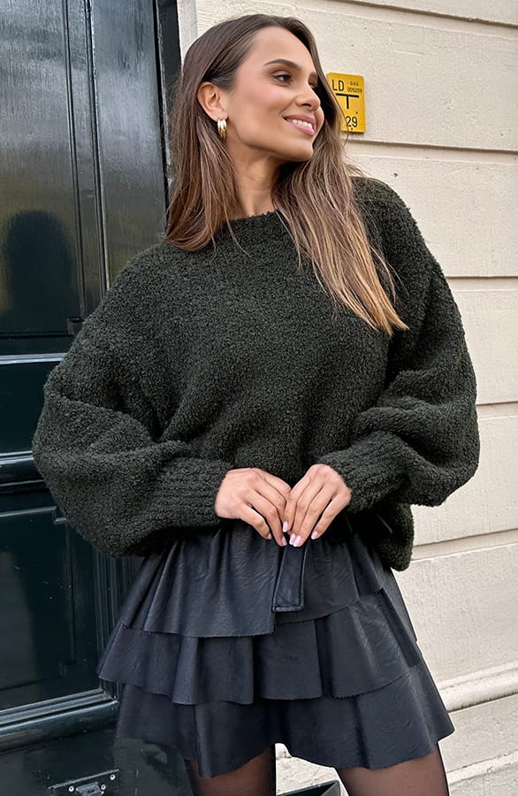 Oversized Boucle Trui Alisia Army – shoparchief — foto 3
