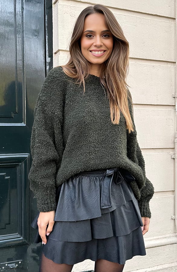Oversized Boucle Trui Alisia Army – shoparchief
