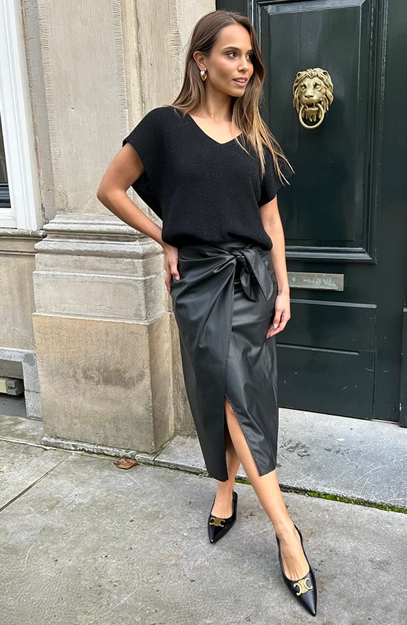 Overslag Rok Leather Look Joan Zwart – shoparchief — foto 3