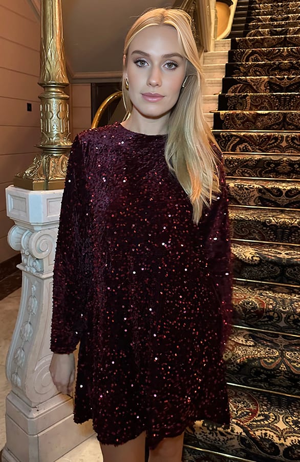 Pailletten Jurk Met Strik Burgundy – shoparchief — foto 5