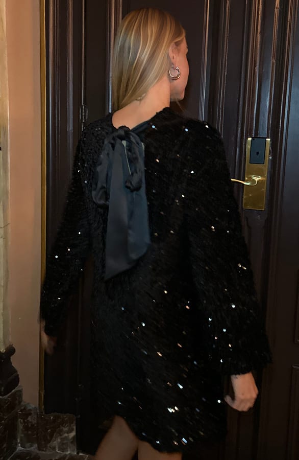 Pailletten Jurk Met Strik Zwart – shoparchief — foto 5