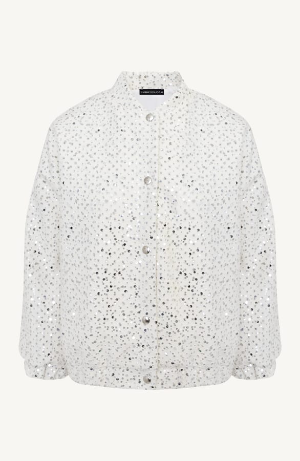 Pailletten Oversized Bomber Jacket Luna Ecru – shoparchief