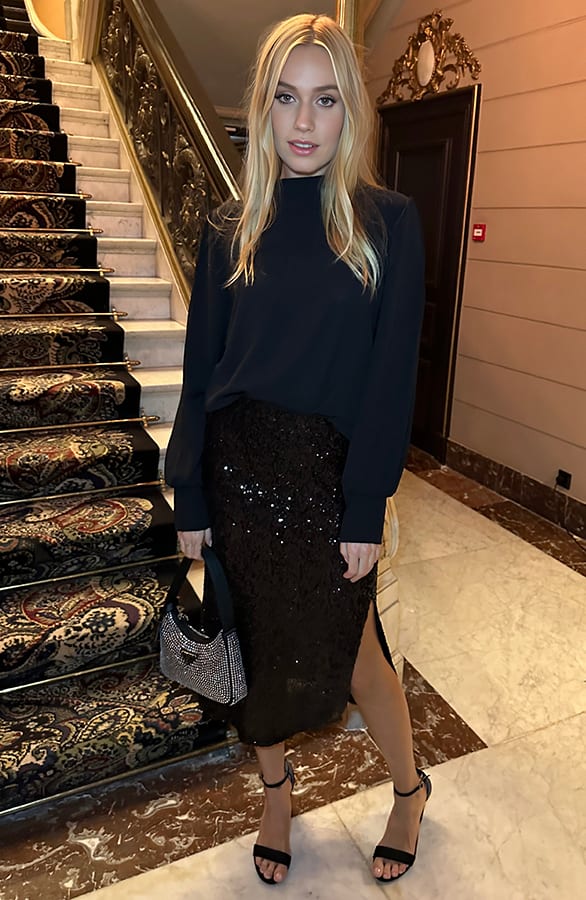 Pailletten Split Rok Sylvanna Zwart – shoparchief — foto 5