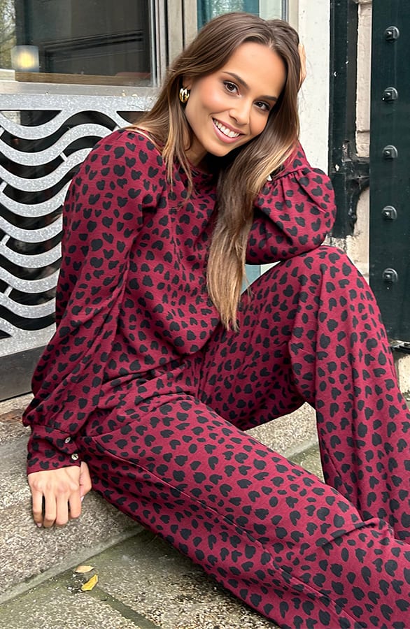 Pantalon Lilly Cheetah Burgundy Tall – shoparchief — foto 3