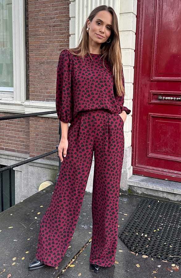 Pantalon Lilly Cheetah Burgundy Tall – shoparchief — foto 6