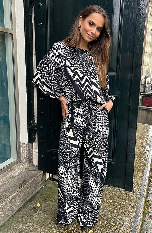 Pantalon Lilly Zwart Wit Print Tall – sale — foto 3